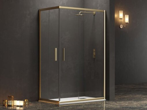 Τετράγωνη καμπίνα ντουζιέρας με Διαφανές κρύσταλλο ασφαλείας Efe-100 CL Gold 130 x 130 cm