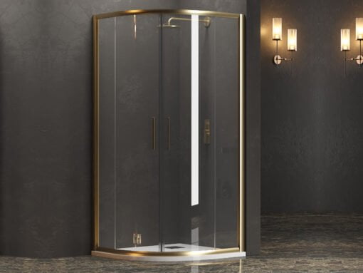 Γωνιακή καμπίνα ντουζιέρας με Διαφανές κρύσταλλο ασφαλείας Efe-200 CL Gold 90 x 90 cm