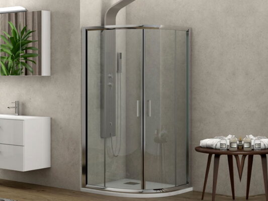 Γωνιακή καμπίνα ντουζιέρας με Διαφανές κρύσταλλο ασφαλείας Flora-200 CL 80 x 80 cm με Χαμηλό Ύψος