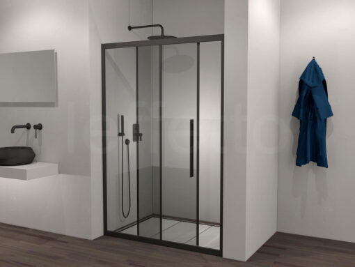 Καμπίνα ντουζιέρας από Τοίχο σε Τοίχο  με Διαφανές κρύσταλλο ασφαλείας Flow Slider-1 Black 100 cm