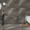 Πορσελανάτα πλακάκια δαπέδου Τεχνογρανίτη Alesia Black 60 x 120 cm. Κατάλληλα για επίστρωση δαπέδων Εσωτερικών χώρων. Επιφάνεια Γυαλιστερή.