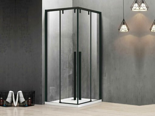 Τετράγωνη καμπίνα ντουζιέρας με Διαφανές κρύσταλλο ασφαλείας Santorini-100 CL Black  90 x 90 cm