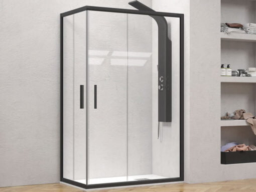 Τετράγωνη καμπίνα ντουζιέρας με Διαφανές κρύσταλλο ασφαλείας Efe-100 CL Black 110 x 110 cm