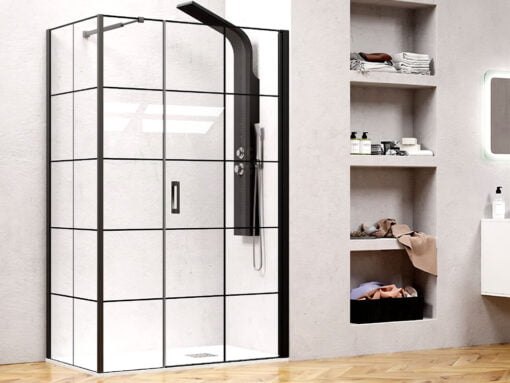 Τετράγωνη καμπίνα ντουζιέρας με Διαφανές κρύσταλλο ασφαλείας Nero-5 100 x 100 cm