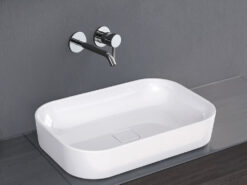 Επιτραπέζιος νιπτήρας μπάνιου από Υαλώδη πορσελάνη Centro 34060-301 White Matt 60 x 40 cm