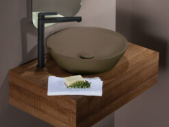 Επιτραπέζιος νιπτήρας μπάνιου από Υαλώδη πορσελάνη Lupo 33010-530 Taupe 45 x 45 cm