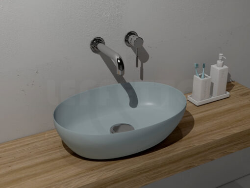 Επιτραπέζιος νιπτήρας μπάνιου από Υαλώδη πορσελάνη Pura 8842-920 Chiaccio 60 x 42 cm