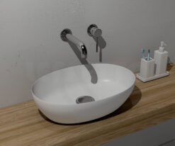 Επιτραπέζιος νιπτήρας μπάνιου από Υαλώδη πορσελάνη Pura 8842-301 White Matt 60 x 42 cm