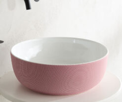 Επιτραπέζιος νιπτήρας μπάνιου από Υαλώδη πορσελάνη Glam 1807-SER Pois Pink 39 x 39 cm