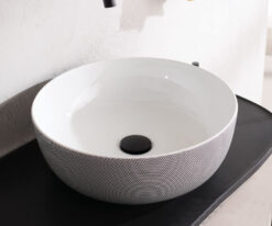 Επιτραπέζιος νιπτήρας μπάνιου από Υαλώδη πορσελάνη Glam 1807-SENR Pois Black 39 x 39 cm