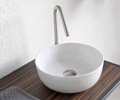 Επιτραπέζιος νιπτήρας μπάνιου από Υαλώδη πορσελάνη Glam 1807-301 White Matt 39 x 39 cm