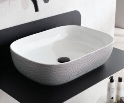 Επιτραπέζιος νιπτήρας μπάνιου από Υαλώδη πορσελάνη Glam 1804-SENR Pois Black 56 x 39 cm