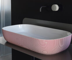 Επιτραπέζιος νιπτήρας μπάνιου από Υαλώδη πορσελάνη Glam 1804-SER Pois Pink 56 x 39 cm