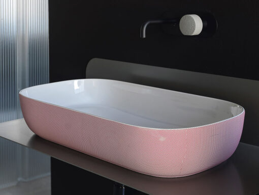 Επιτραπέζιος νιπτήρας μπάνιου από Υαλώδη πορσελάνη Glam 1804-SER Pois Pink 56 x 39 cm