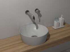 Επιτραπέζιος νιπτήρας μπάνιου από Υαλώδη πορσελάνη Sand 9039-450 Cenere 40 x 40 cm