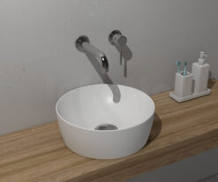 Επιτραπέζιος νιπτήρας μπάνιου από Υαλώδη πορσελάνη Sand 9039-301 White Matt 40 x 40 cm