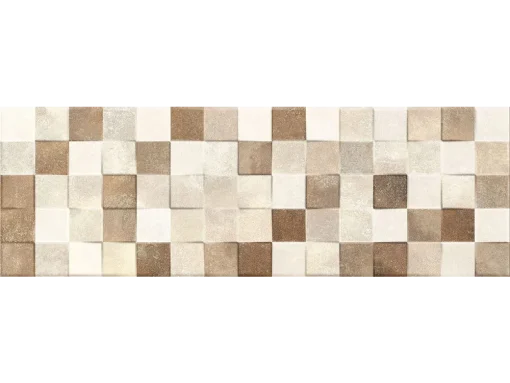 Πλακάκια μπάνιου Madison Beige Cubik 25 x 75 cm με Matt επιφάνεια, λευκής μάζας