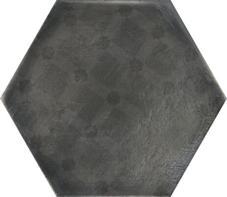 Πορσελανάτα πλακάκια δαπέδου λευκής μάζας Hexa Boreal Hidra Antracita 23 x 27 cm