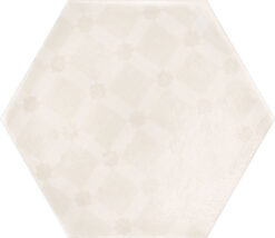Πορσελανάτα πλακάκια δαπέδου λευκής μάζας Hexa Boreal Hidra Arena 23 x 27 cm