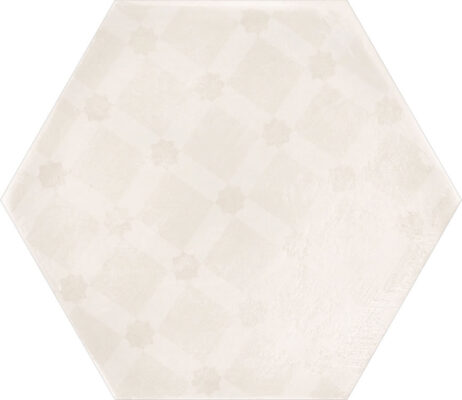 Πορσελανάτα πλακάκια δαπέδου λευκής μάζας Hexa Boreal Hidra Arena 23 x 27 cm