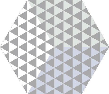 Πορσελανάτα πλακάκια δαπέδου λευκής μάζας Hexa Peonia Azul 23 x 27 cm