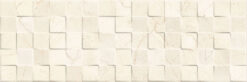 Πλακάκια μπάνιου Tajmahal Crema Cubic 25 x 75 cm με Γυαλιστερή επιφάνεια, λευκής μάζας