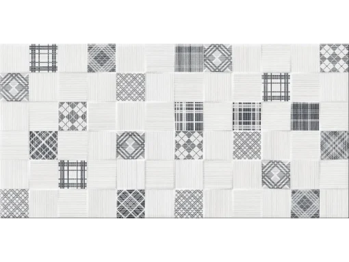 Πλακάκια μπάνιου Tessile Gris Cubik Decor 25 x 50 cm με Matt επιφάνεια, λευκής μάζας