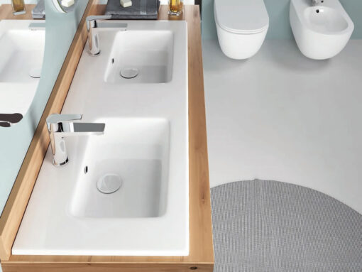 Επιτραπέζιος νιπτήρας μπάνιου από Υαλώδη πορσελάνη Flat 36120-300 121,6 x 46 cm