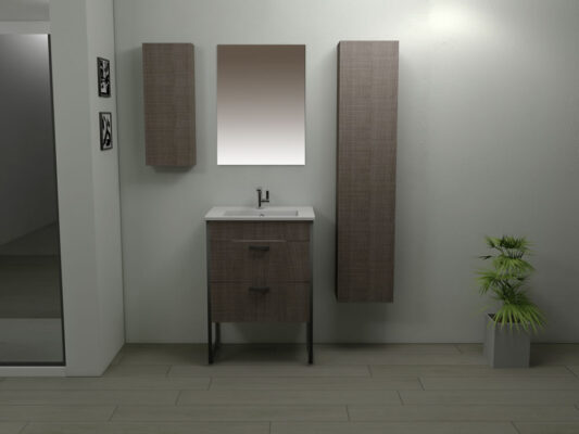 Έπιπλο μπάνιου Karol W-65 με μεταλλική βάση 65 x 45 cm. Κατασκευή από Υδατοαπωθητικό MDF με επικάλυψη PVC πάχους 1,5 mm.14 Αποχρώσεις Ξύλου.