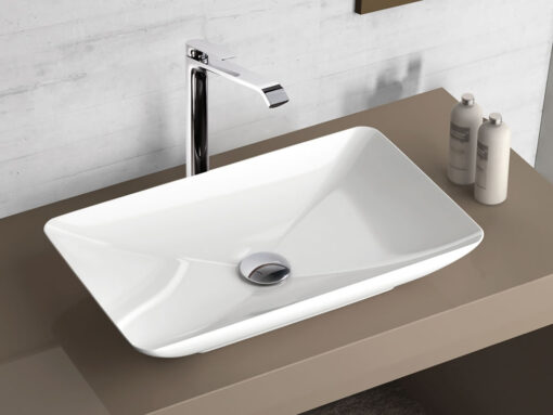 Επιτραπέζιος νιπτήρας μπάνιου από Υαλώδη πορσελάνη Rio 38060-300 60 x 37,7 cm.Χωρίς Υπερχείλιση.