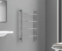 Καλοριφέρ μπάνιου Design-6  Chrome 90 x 56 cm. Κατασκευή από Χάλυβα ψυχρής εξέλασης με 4 Οριζόντια στοιχεία.