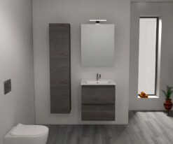 Έπιπλο μπάνιου Basic W-60 με πορσελάνινο νιπτήρα 60 x 45 cm. Υλικό κατασκευής υδατοαπωθητικό MDF με επικάλυψη PVC πάχους 1,5mm.
