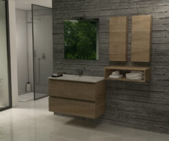 Έπιπλο μπάνιου Shape W-100 με πορσελάνινο νιπτήρα 101 x 47 cm. Υλικό κατασκευής υδατοαπωθητικό MDF με επικάλυψη PVC πάχους 1,5 mm.14 Αποχρώσεις Ξύλου.