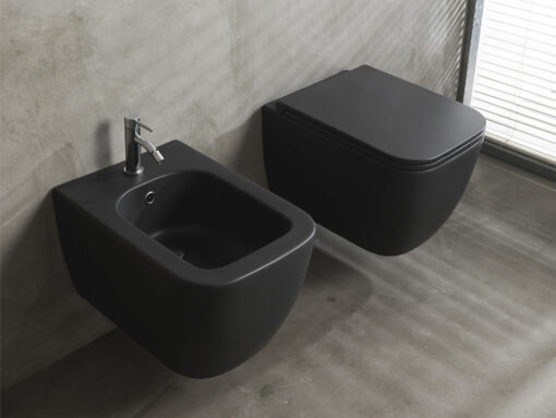 Κρεμαστή λεκάνη WC Τουαλέτας Teorema Clean Flush Black Matt 52 cm από Υαλώδη πορσελάνη.