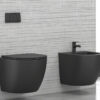 Κρεμαστή λεκάνη WC Τουαλέτας Milos Black Matt 49 cm από Υαλώδη πορσελάνη.