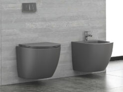 Κρεμαστή λεκάνη WC Τουαλέτας Milos Dark Grey Matt 49 cm από Υαλώδη πορσελάνη.