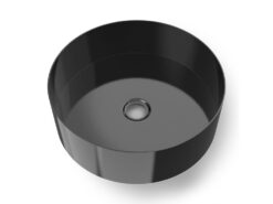Επιτραπέζιος μεταλλικός νιπτήρας μπάνιου INOX PVD Milo V1040-411 Black Brushed Φ40 cm