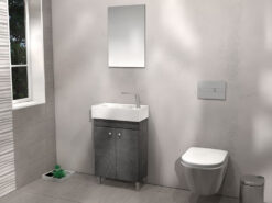 Έπιπλο μπάνιου με νιπτήρα από πορσελάνη 50,5 x 26,5 cm σε απόχρωση Γκρι Γρανίτη.