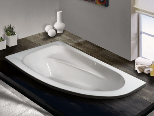 Μπανιέρα Γωνιακής τοποθέτησης Ασύμμετρη Marina 160 x 90 cm. Διατίθεται και με σύστημα Υδρομασάζ.