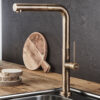 Μπαταρία Κουζίνας Armando Vicario Tozo Antique Brass 48580-221 με Συρόμενο Ντους.