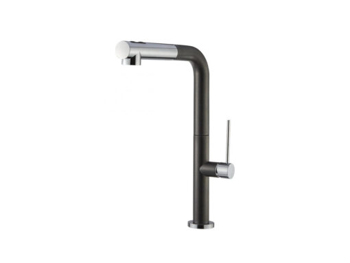 Μπαταρία Κουζίνας Armando Vicario Tozo Granite Nero 48580-1401 με Συρόμενο Ντους.