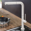 Μπαταρία Κουζίνας Armando Vicario Tozo White Matt 48580-300 με Συρόμενο Ντους.
