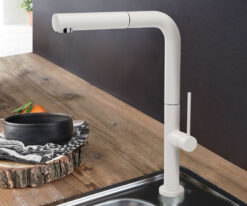 Μπαταρία Κουζίνας Armando Vicario Tozo White Matt 48580-300 με Συρόμενο Ντους.