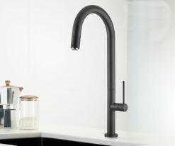 Μπαταρία Κουζίνας Armando Vicario Tozo Black Matt 48780-400 με Συρόμενο Ντους.