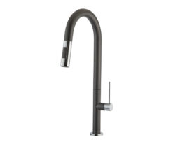 Μπαταρία Κουζίνας Armando Vicario Tozo Granite Nero 48780-1401 με Συρόμενο Ντους.