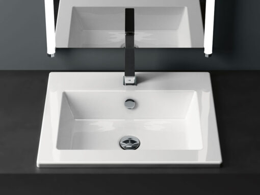 Ένθετος νιπτήρας μπάνιου από Υαλώδη πορσελάνη Kube-X 9433-300 58 x 40 cm.