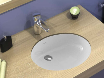 Υποκαθήμενος νιπτήρας μπάνιου από Υαλώδη πορσελάνη Serel 0501-300 52,5 x 38 cm.