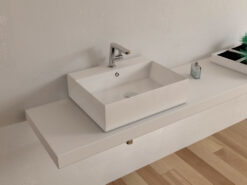 Επιτραπέζιος νιπτήρας μπάνιου από Υαλώδη πορσελάνη Tetra Ν 32050-300 50 x 42 cm. Με επιφάνεια Clean Plus και Επεξεργασία της επιφάνειας για προστασία κατά των αλάτων και κατά των βακτηρίων.