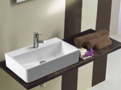 Επιτραπέζιος νιπτήρας μπάνιου από Υαλώδη πορσελάνη Tetra 2046-300 60 x 35 cm. Με επιφάνεια Clean Plus και Επεξεργασία της επιφάνειας για προστασία κατά των αλάτων και κατά των βακτηρίων.