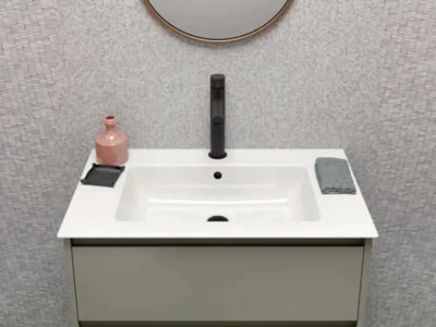 Νιπτήρας μπάνιου από Υαλώδη πορσελάνη Pura 8885-300 White 82x46cm.